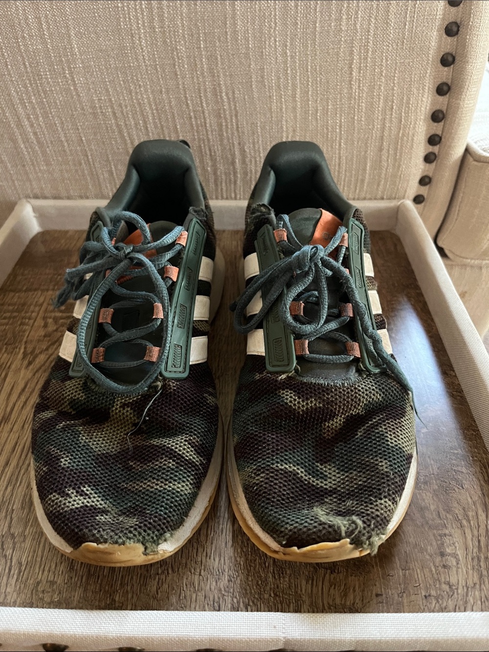adidas Originals Kids Camo Sneakers in Dark Green and White